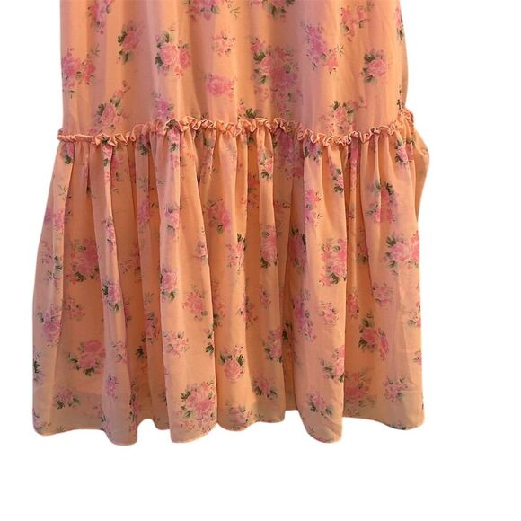 LoveShackFancy Pink Floral Ruffled Midi Dress Size 6- flaw - Picture 3 of 16